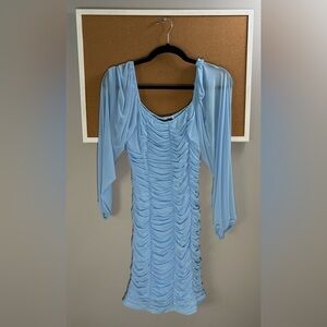 Light Blue Tight Ruffle Dress